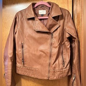 Target Universal Thread faux leather jacket brown